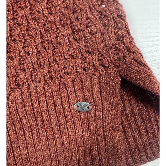 American Eagle Womens Rust Wool Blend Knit Sweater XS Vneck Cozy Slouchy Cottage - Picture 3 of 9